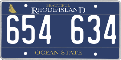 RI license plate 654634