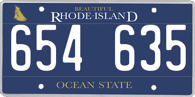 RI license plate 654635