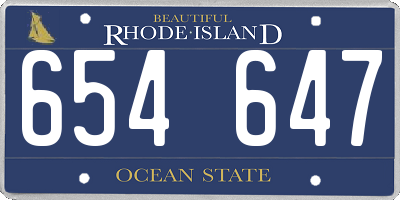 RI license plate 654647