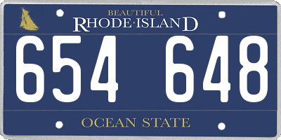 RI license plate 654648