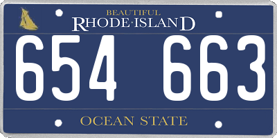 RI license plate 654663