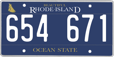 RI license plate 654671