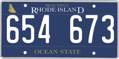 RI license plate 654673