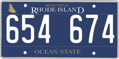 RI license plate 654674