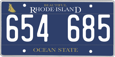 RI license plate 654685