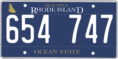 RI license plate 654747