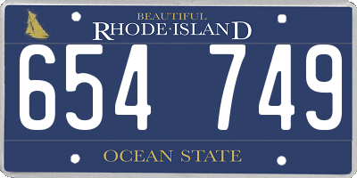 RI license plate 654749