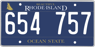 RI license plate 654757