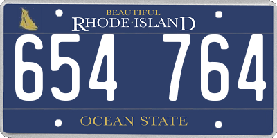RI license plate 654764
