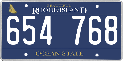 RI license plate 654768