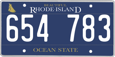 RI license plate 654783