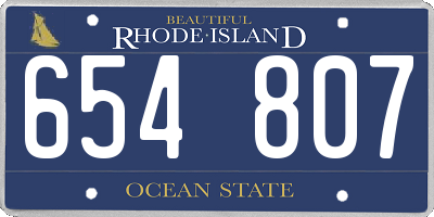 RI license plate 654807