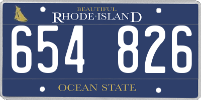 RI license plate 654826