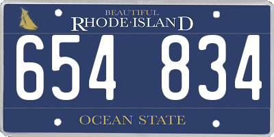 RI license plate 654834