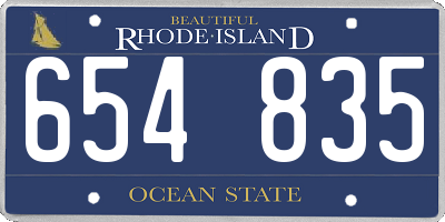 RI license plate 654835