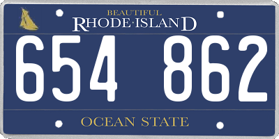 RI license plate 654862