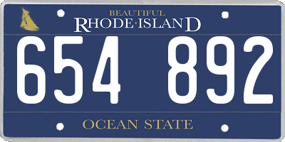 RI license plate 654892