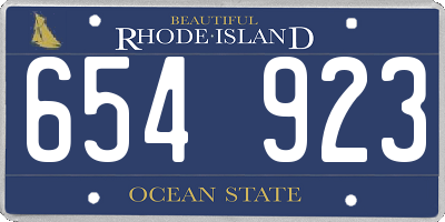 RI license plate 654923