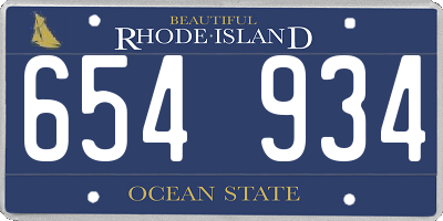 RI license plate 654934