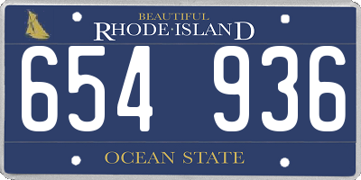 RI license plate 654936
