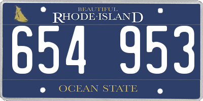 RI license plate 654953