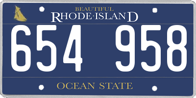 RI license plate 654958