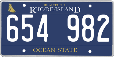 RI license plate 654982