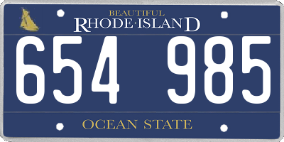 RI license plate 654985