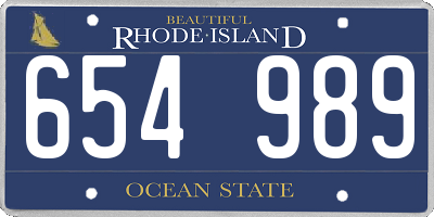 RI license plate 654989