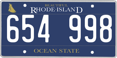 RI license plate 654998