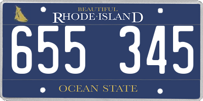 RI license plate 655345