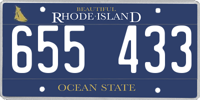 RI license plate 655433