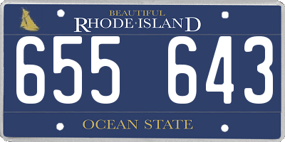 RI license plate 655643