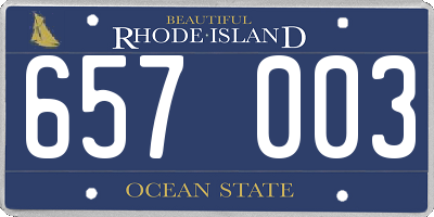 RI license plate 657003