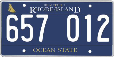 RI license plate 657012