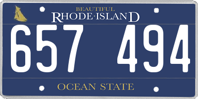 RI license plate 657494