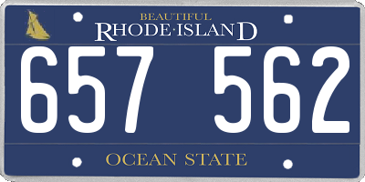RI license plate 657562