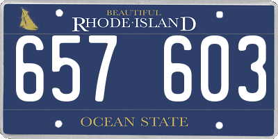 RI license plate 657603