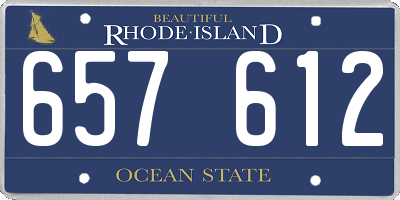 RI license plate 657612