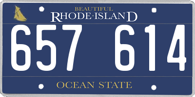 RI license plate 657614