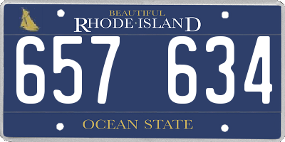 RI license plate 657634