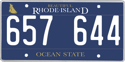 RI license plate 657644