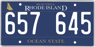 RI license plate 657645
