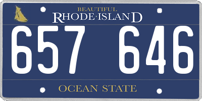 RI license plate 657646