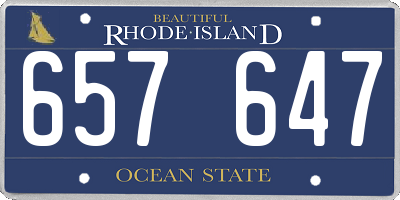 RI license plate 657647
