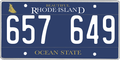 RI license plate 657649