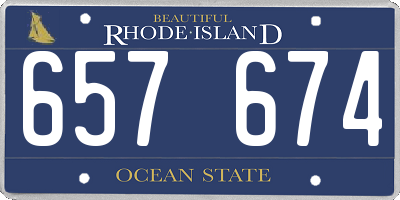 RI license plate 657674