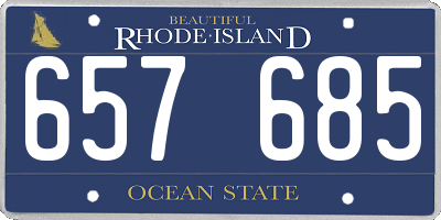 RI license plate 657685