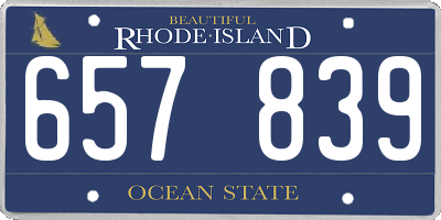 RI license plate 657839