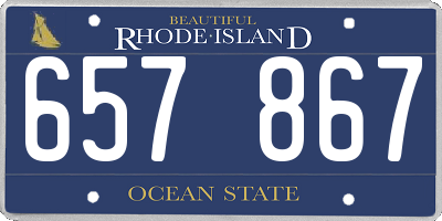 RI license plate 657867